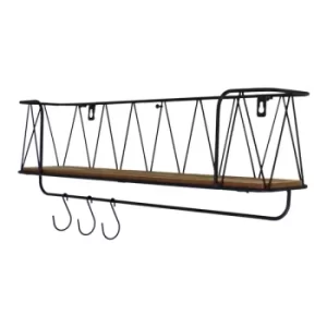 Single Wall Hanging Shelf Unit With Hooks