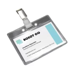 Clear Plastic Name Badge Holder with Grey Back - Clip Fastening - pack of 25 - Unisex