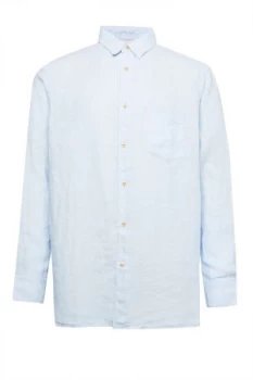 Mens French Connection Linen Chambray Shirt Blue