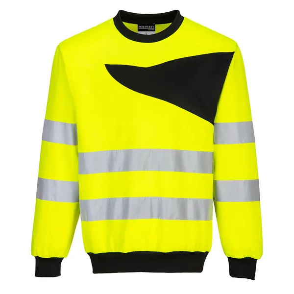 Portwest PW2 Mens Hi Vis Sweatshirt PW277YBRXL Colour: Yellow / Black