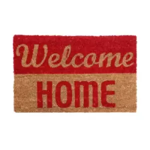 Premier Housewares Natrual and Red Coir Doormat - Welcome Home