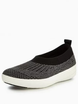 FitFlop Uberknit Slip on Ballerina With Bow Black Size 6 Women