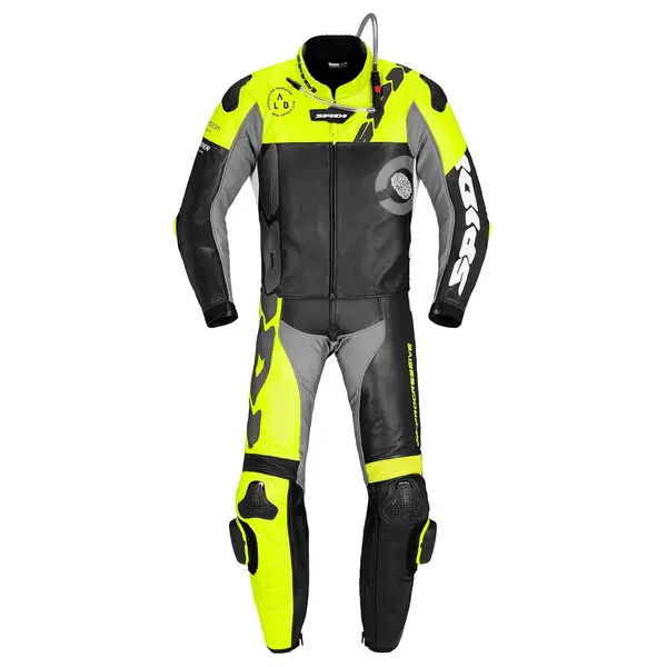 Spidi DP-Progressive Touring 2pc Leather Suit Black Fluorescent Yellow Size 50