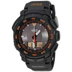 Casio PRO TREK Triple Sensor TOUGH SOLAR Watch PRG 550 1A4 Black Orange