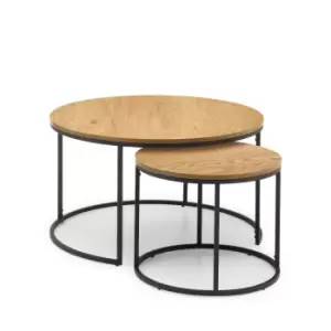 Julian Bowen Bellini Set of 2 Round Nesting Coffee Tables Oak Effect