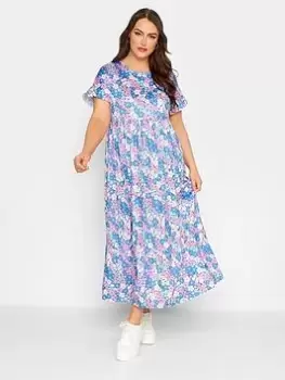 Yours Frill Sleeve Maxi Dress Mixed Floral - Blue Size 18, Women