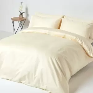 Cream Egyptian Cotton Duvet Cover Set 1000 Thread Count, Single - Cream - Cream - Homescapes