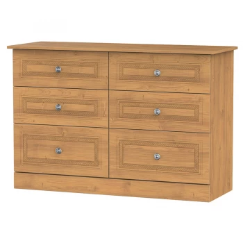 Robert Dyas Loxley Ready Assembled 6-Drawer Midi Chest of Drawers -Oak