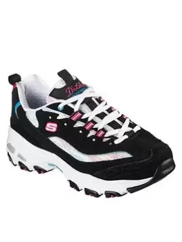 Skechers D'lites Sweet Moments Multi Layered Trainers, Black/White, Size 8, Women