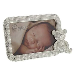 6" x 4" - Bambino Silver Plated Crystal Teddy Photo Frame