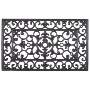 Wrought iron effect rectangle doormat -Black