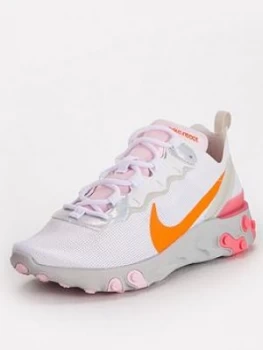 Nike React Element 55 - White/Pink , White/Pink, Size 7, Women