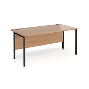 Rectangular Straight Desk Beech Wood H-Frame Legs Black Maestro 25 1600 x 800 x 725mm