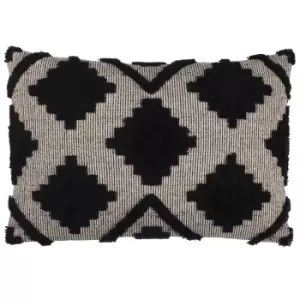 Lamar Tufted Diamond Cushion Black / 40 x 60cm / Polyester Filled