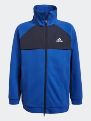 Boys, adidas Xfg Zipped Pocket Loose Track Top, Blue/White, Size 9-10 Years