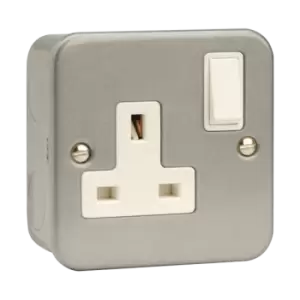 Click Scolmore Essentials Metal Clad 1 Gang Double Pole 13A Switched Socket - CL035