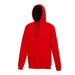 Awdis Varsity Hooded Sweatshirt / Hoodie (S) (Fire Red / Jet Black)