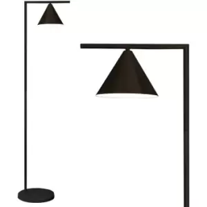 Matt Black Floor Lamp, Rotatable Shade, Black Marble Base, LED compatible