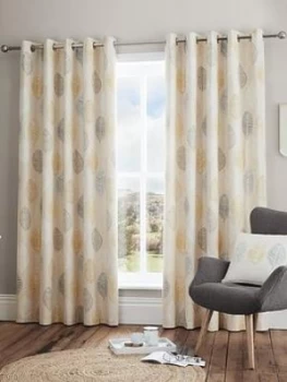 Scandi Leaf Lined Eyelet Curtains