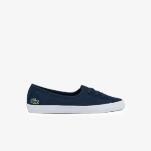 Lacoste Womens Ziane Chunky Canvas Trainers Size 5 UK Navy & White