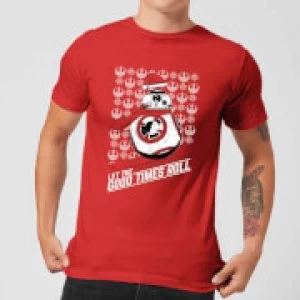 Star Wars Let The Good Times Roll Mens Christmas T-Shirt - Red - XXL