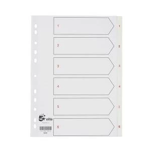 Elite A4 Premium Index White Tabs Polypropylene 1 6 White 940267