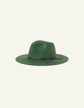 Accessorize Womens Wool Fedora Green, Size: 57cm