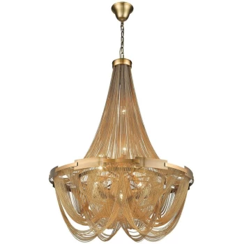 6 Light Chandelier Brass Finish, E14 - Spring Lighting