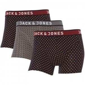 Jack and Jones 3PK Jacpeter Dot Waistband Trunks - Black