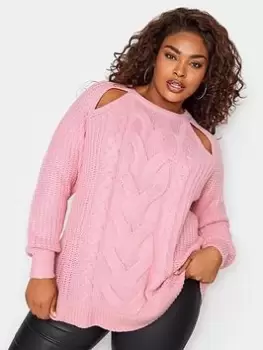 Yours Cable Cut Out Jumper Orchid, Pink, Size 26-28, Women