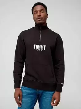 Tommy Jeans Tjm Rlxd Authentic Half Zip Sweat - Black, Size L, Men