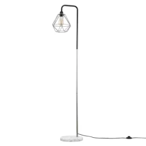 Talisman Black and Chrome Floor Lamp with Grey Diablo Shade