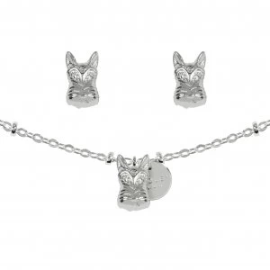 Radley Silver Plated 3D Dog Charm Necklace/Stud Earring Set