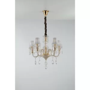 Fan Europe MONET 5 Light Chandeliers with Shades Gold, Crystal With Fabric 63x58cm