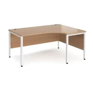 Office Desk Right Hand Corner Desk 1600mm Beech Top With White Frame 1200mm Depth Maestro 25 MB16ERWHB