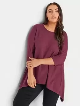 Yours Hanky Hem Pocket Tunic Wine, Red, Size 26-28, Women