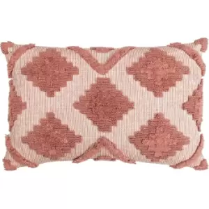 Lamar Tufted Geometric Cotton Rich Cushion Cover, Brick, 40 x 60 Cm - Furn