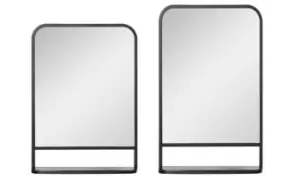 Modern Square Wall Mirror with Storage Shelf, Large Wall Mirror with Storage Shelf, HOMCOM