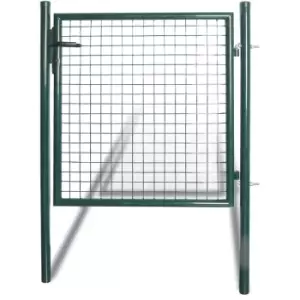 Single Door Fence Gate Powder-Coated Steel vidaXL - Green