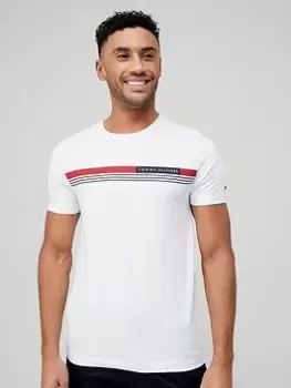 Tommy Hilfiger Corp Chest Front Logo T-Shirt - White Size M Men