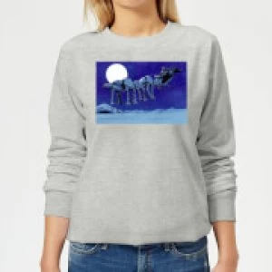 Star Wars AT-AT Darth Vader Sleigh Womens Christmas Sweatshirt - Grey - 4XL