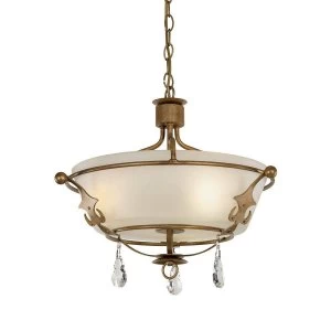 3 Light Semi Flush Light - Gold Patina, E14