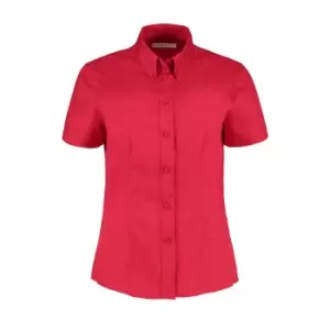 Kustom Kit Ladies Corporate Oxford Short Sleeve Shirt (26) (Red)