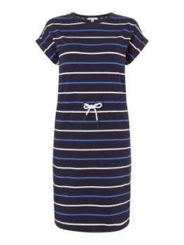 Barbour Marloes Short Sleeve Striped Waist Tie Dress Blue