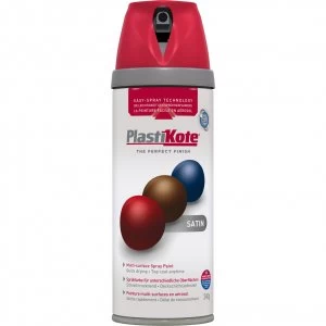 Plastikote Premium Satin Aerosol Spray Paint Real Red 400ml