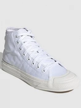 adidas Originals Nizza Hi Top - White , White/White, Size 7, Women