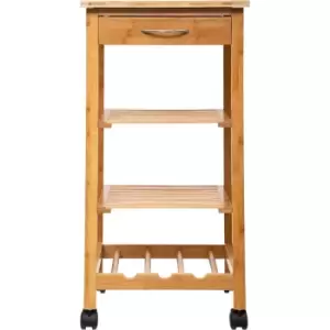 Hahn Single Bamboo Kitchen Trolley - Bamboo/White