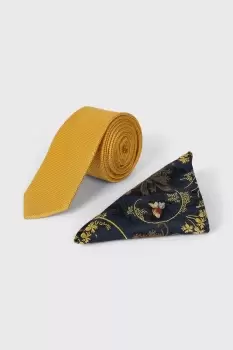 Mustard Slim Tie And Pocket Set