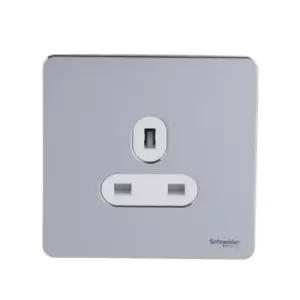 Schneider USFP 13A Single Pole 1G Unswitched Socket White Insert Polished Chrome - GU3450WPC