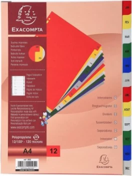 Exacompta PP A4 Index Jan Dec Col Tabs WH